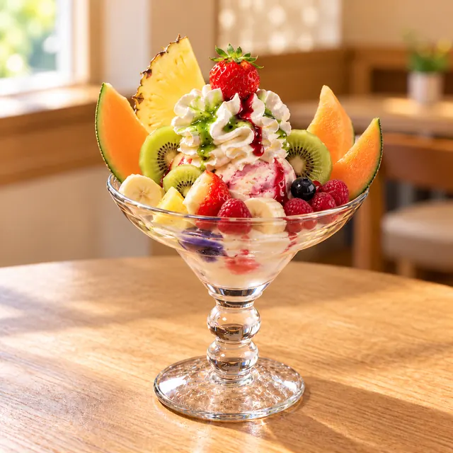 Haus Becher Haus Becher
Gem. Eis, frische Früchte nach Saison, Sahne und versch. Soßen.