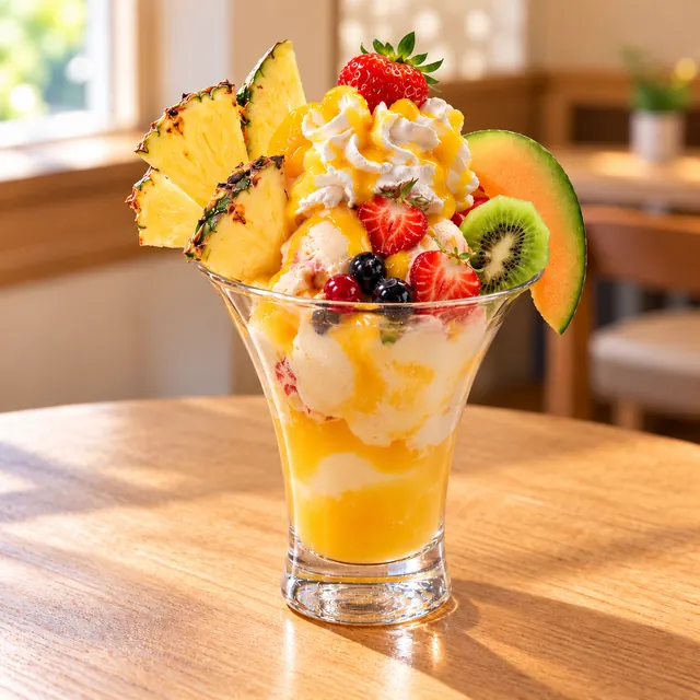 Mangia & Bevi Mangia & Bevi
Gem. Eis, exotische Früchte, Sahne, Soße und Orangensaft.
