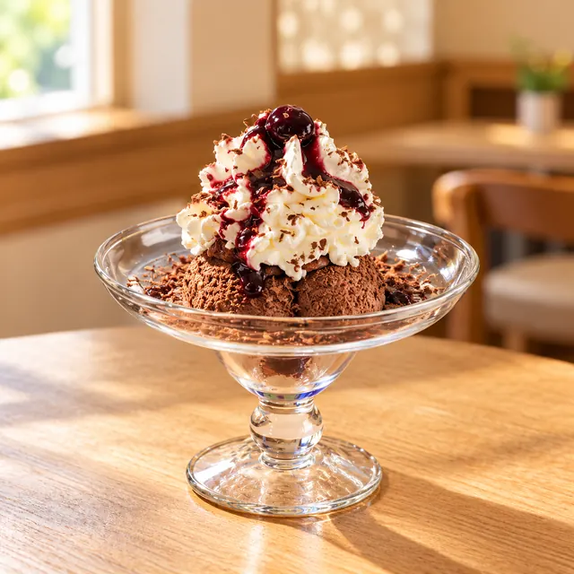 Tartufo Becher Tartufo Becher
Milcheis in Schokoraspel gerollt, Sahne, Likör und Amarenasoße.